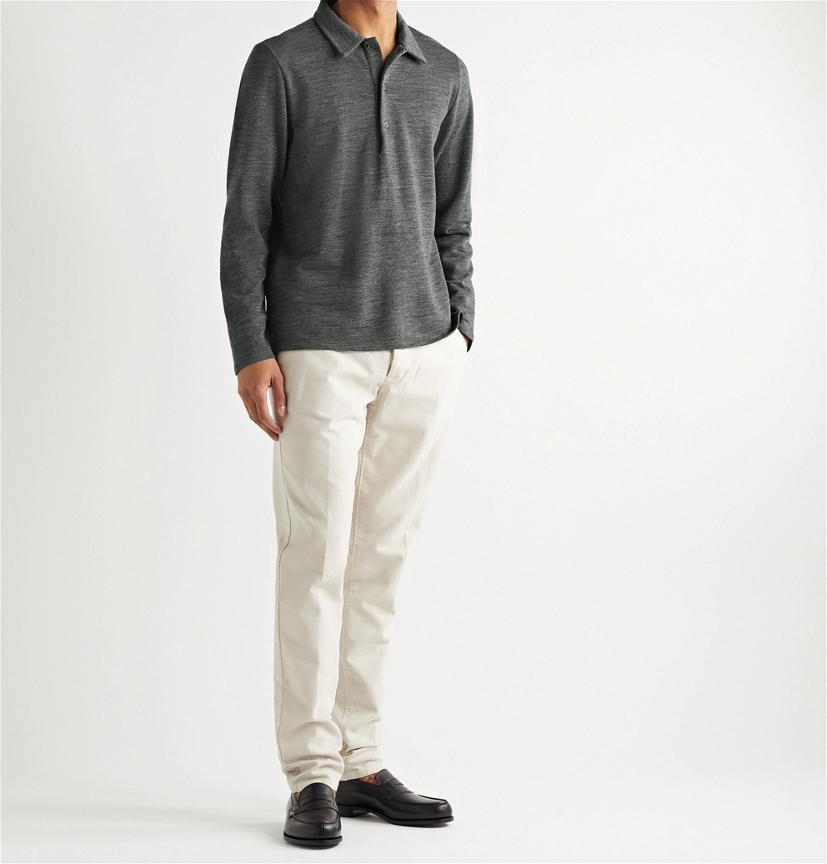 Barena - Mélange Wool-Blend Polo Shirt - Gray Barena