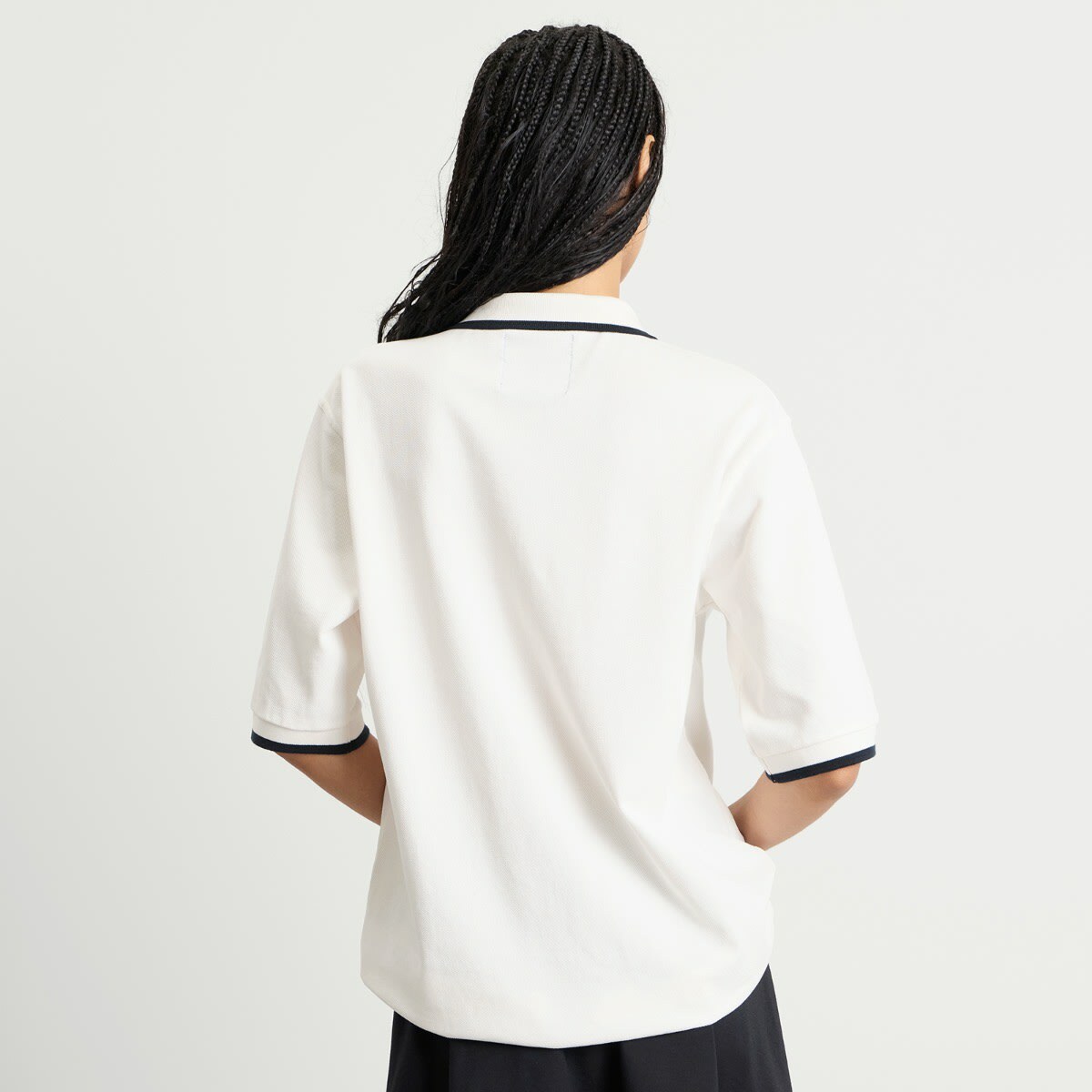 END. Piquet Polo in Off White/Ciner Black