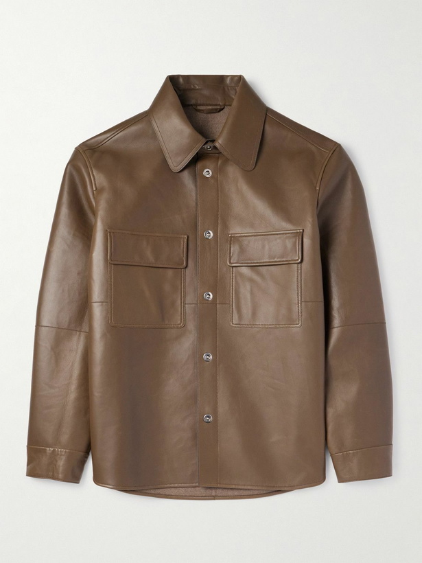 Photo: Loro Piana - Baylee Leather Shirt Jacket - Brown