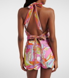 Pucci Orchidee scalloped cotton shorts
