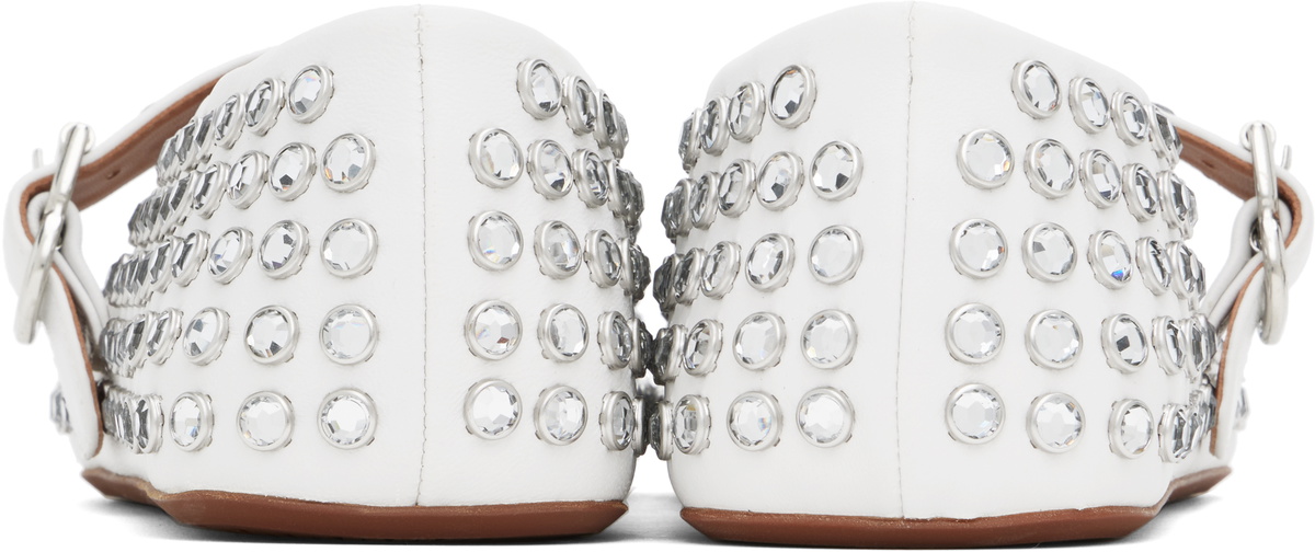 ALAÏA White Strass Ballerina Flats