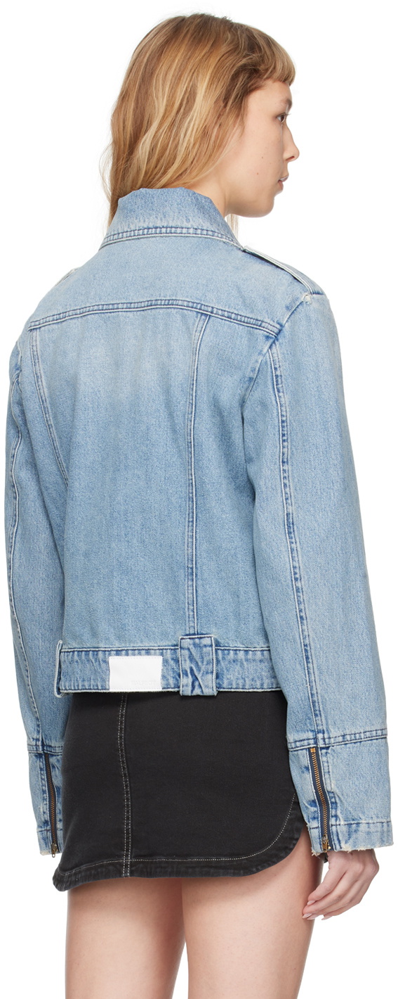 HALFBOY Blue Oversized Denim Biker Jacket