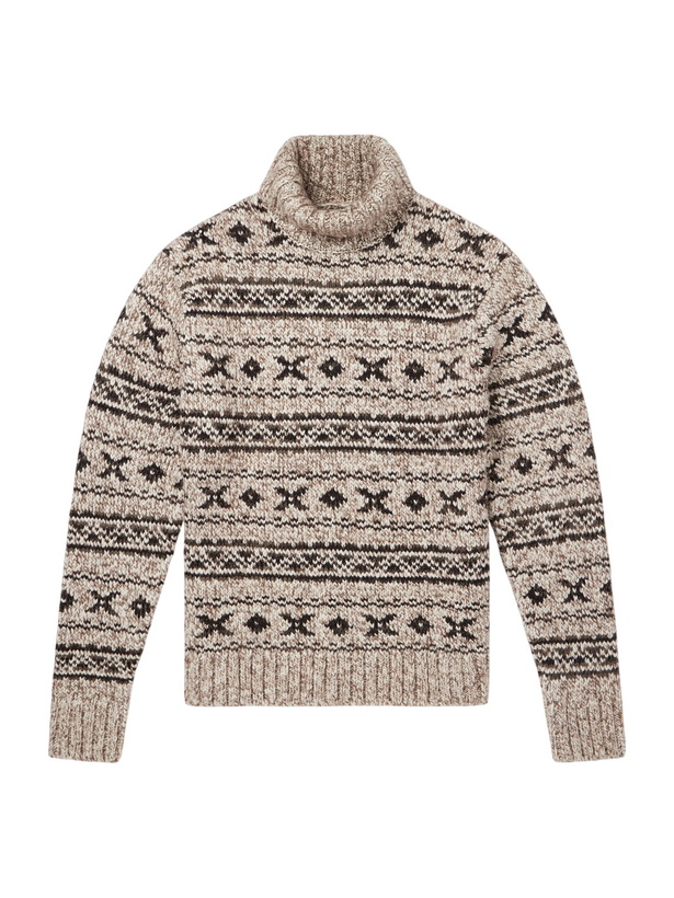 Photo: RRL - Fair Isle Wool-Blend Jacquard Rollneck Sweater - Brown