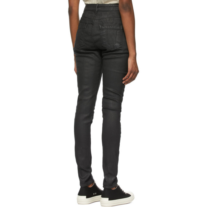 Rick Owens Drkshdw Black Wax Detroit Cut Jeans Rick Owens Drkshdw