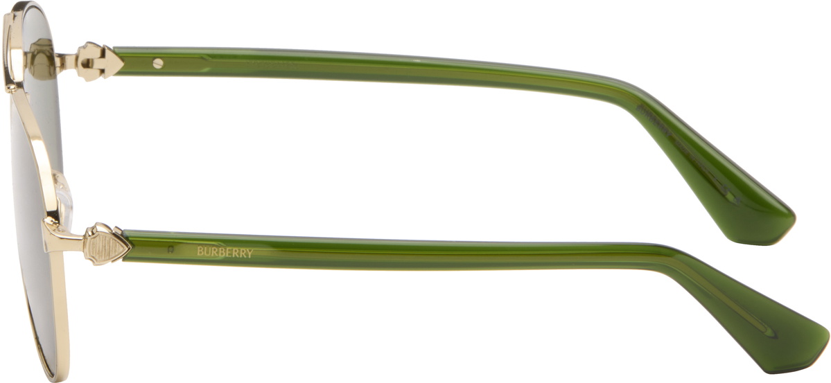 Burberry Gold Metal Shield Aviator Sunglasses​