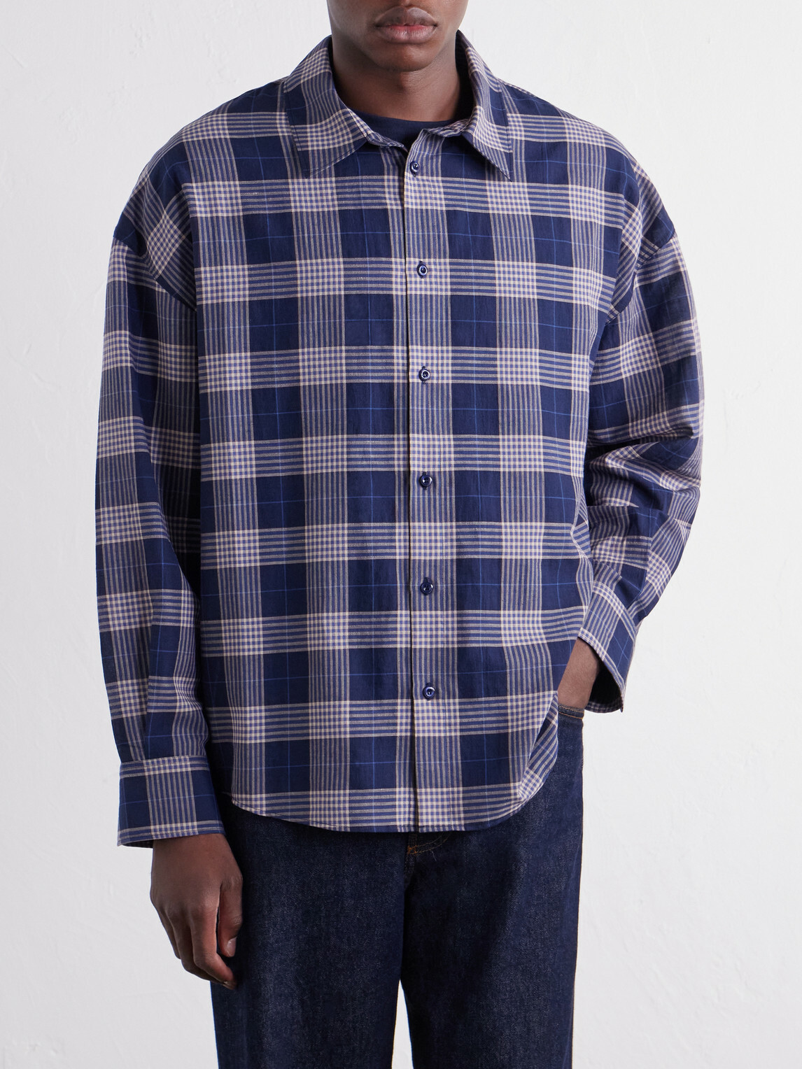 The Elder Statesman - Checked Cotton Shirt - Blue