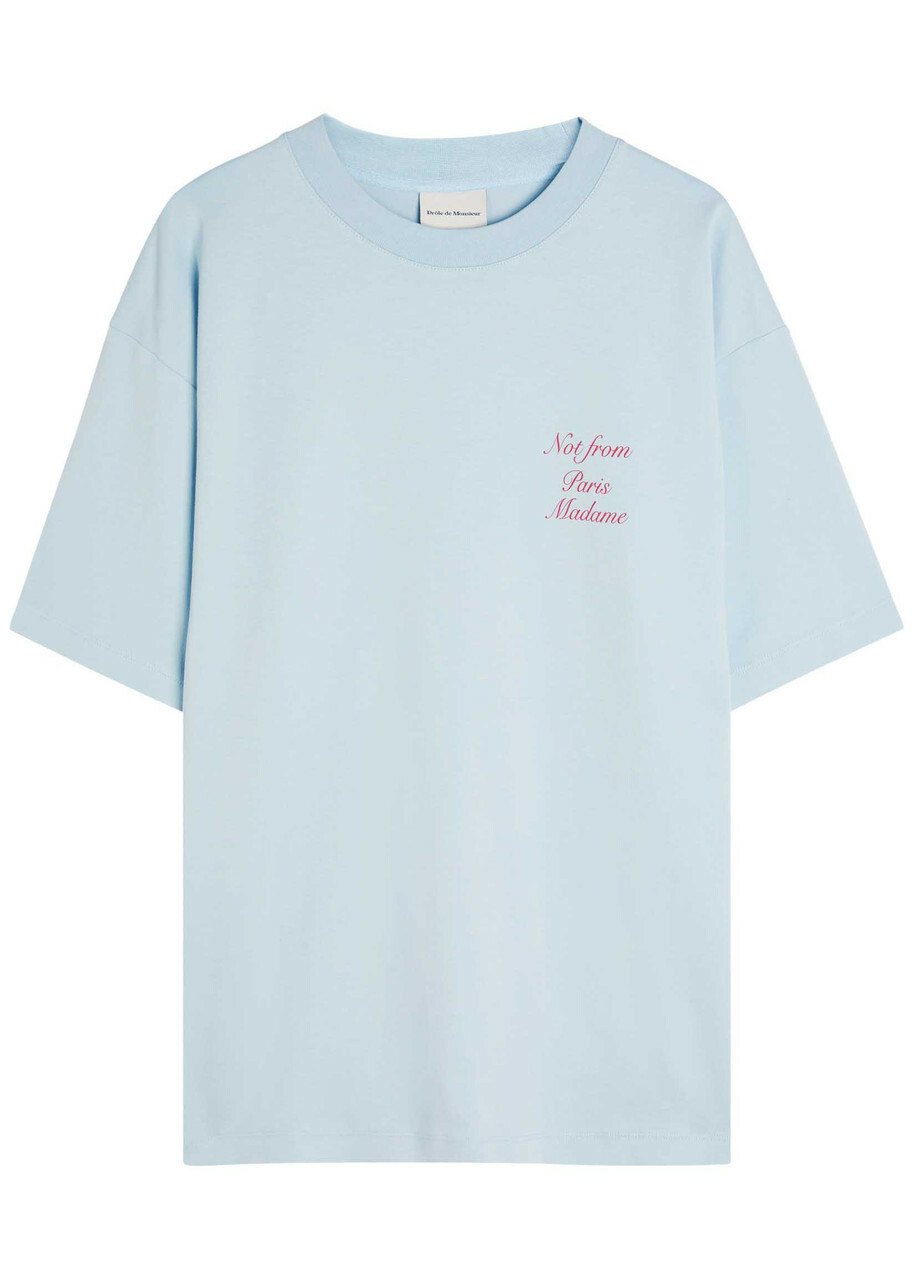 DRÔLE DE Monsieur Le T-shirt Slogan Logo-print Cotton T-shirt Light Blue
