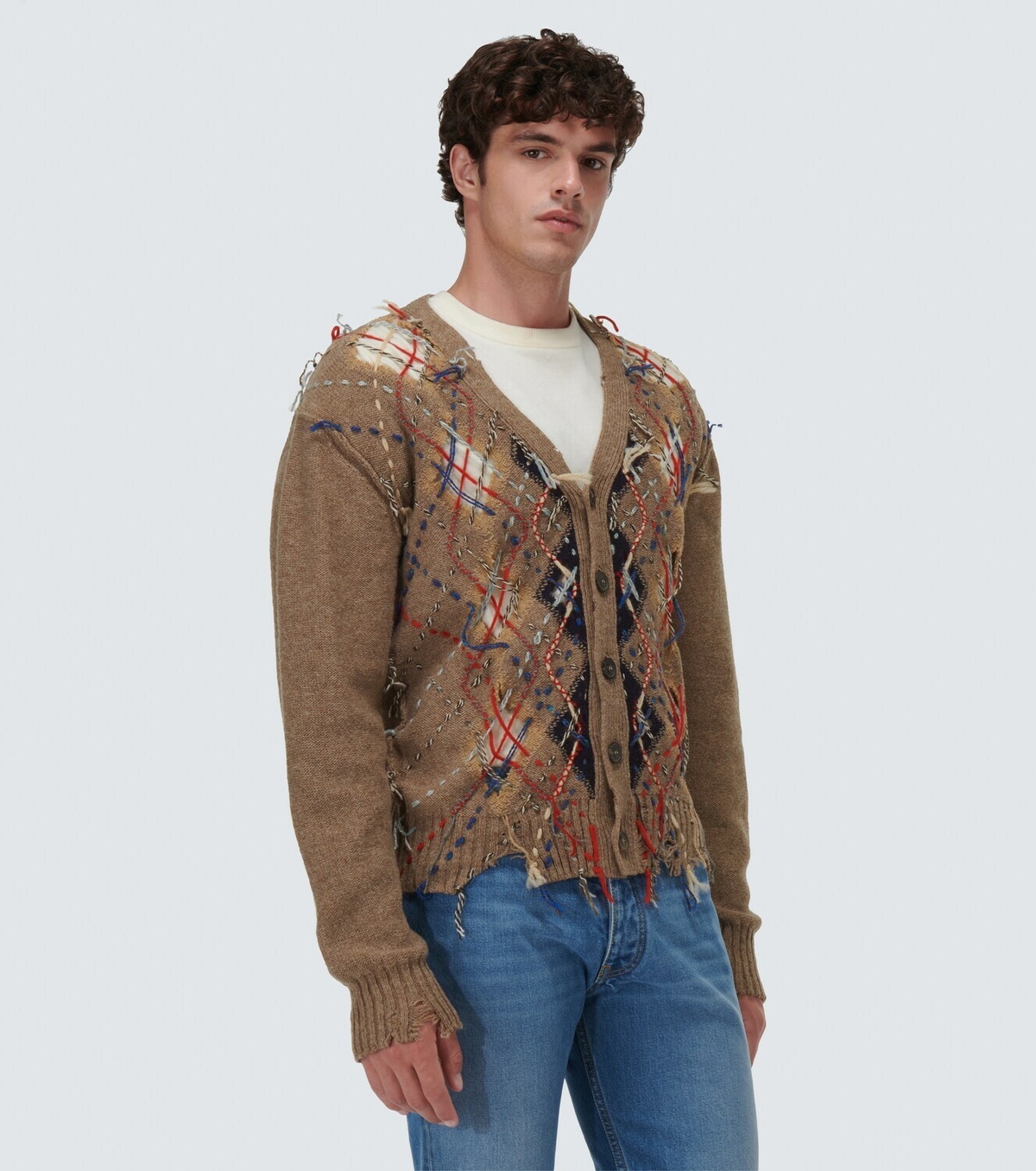 Maison Margiela Distressed argyle cardigan Maison Margiela