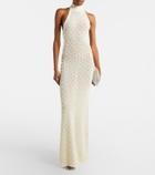 David Koma Crochet embellished turtleneck gown