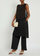 Eileen Fisher Sheer Silk-chiffon Poncho Black