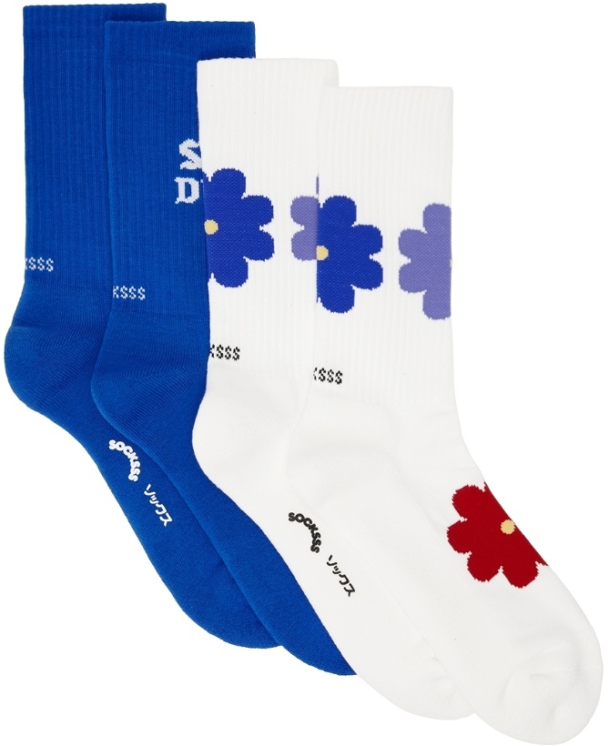 Photo: SOCKSSS Two-Pack Blue & White Socks