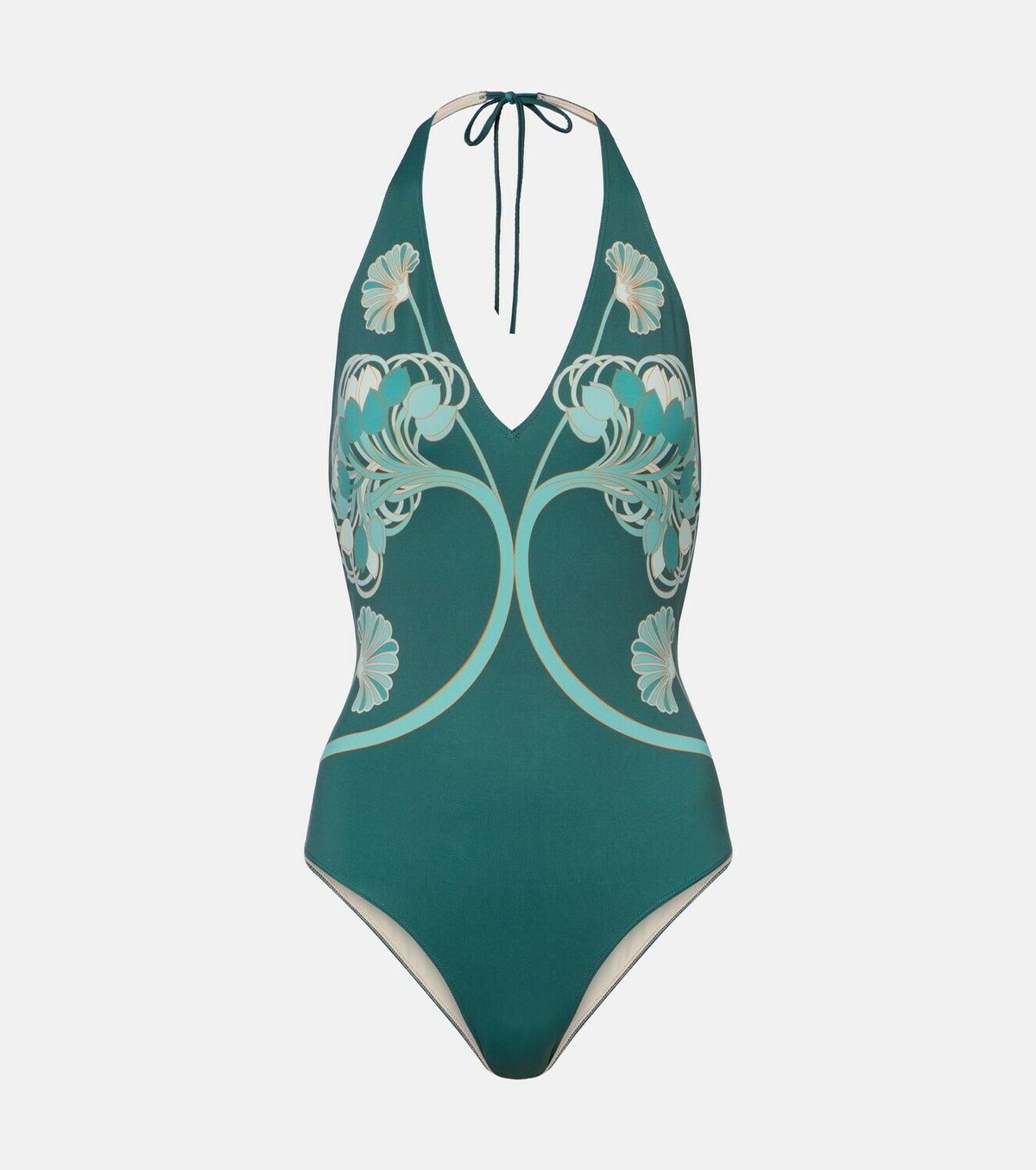 La DoubleJ Printed halterneck swimsuit