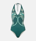 La DoubleJ Printed halterneck swimsuit