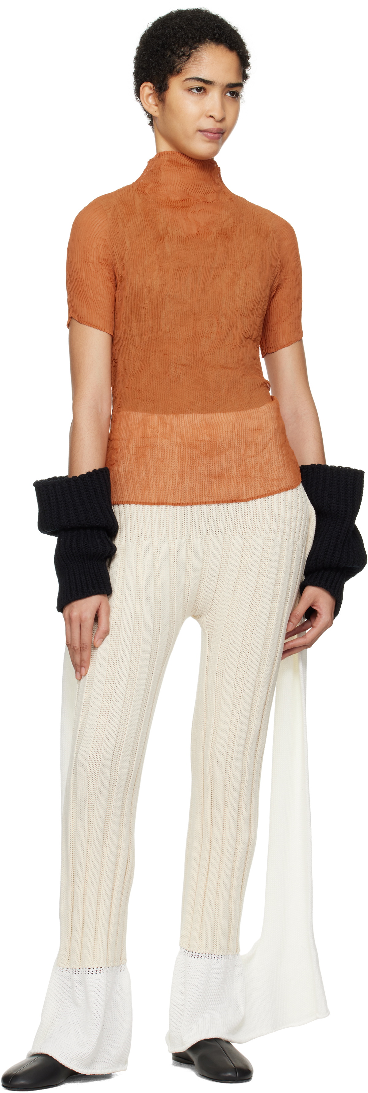 ISSEY MIYAKE Orange Chiffon Twist 3 T-shirt