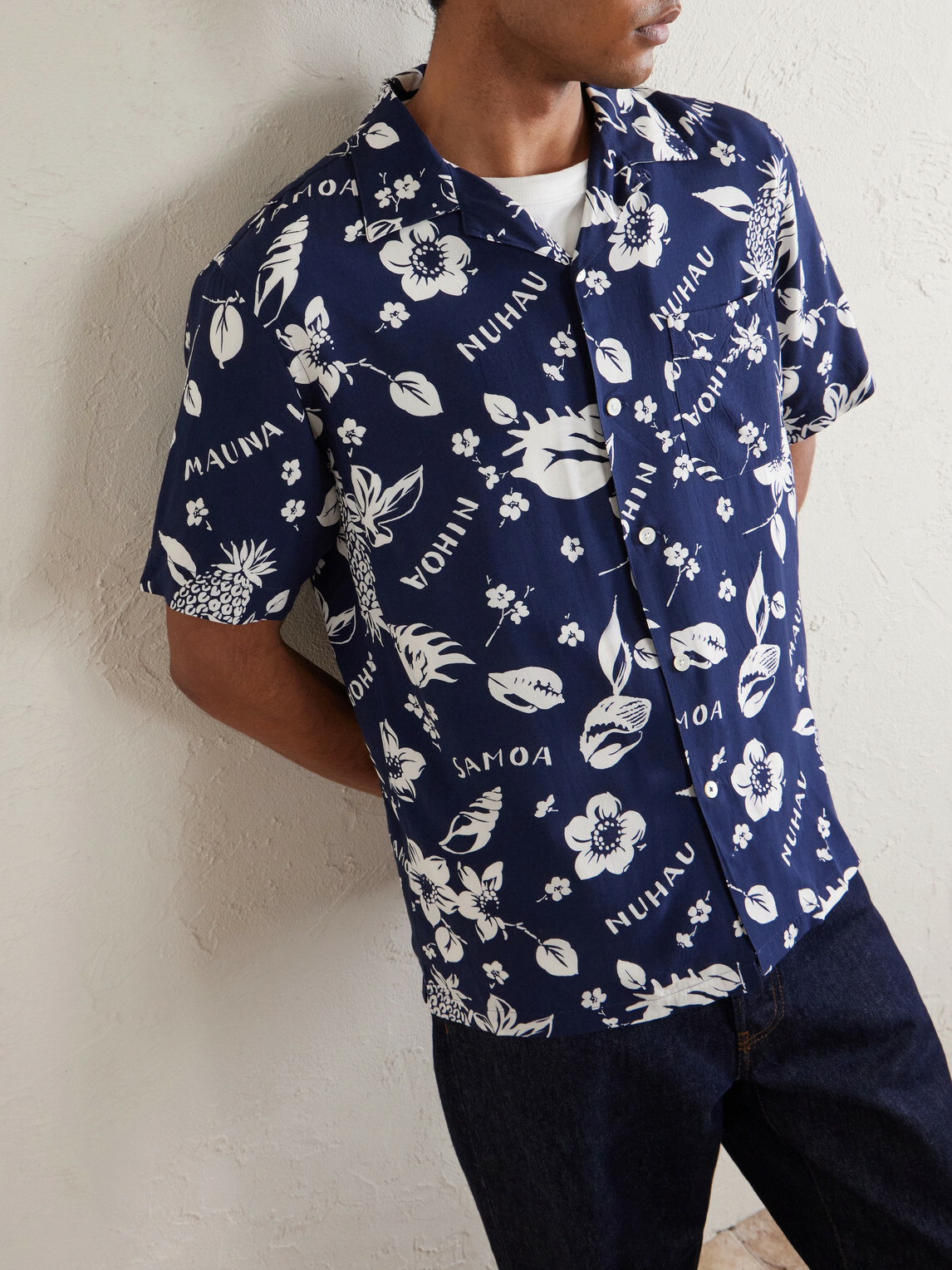Hartford - Palmito Camp-Collar Printed Shirt - Blue