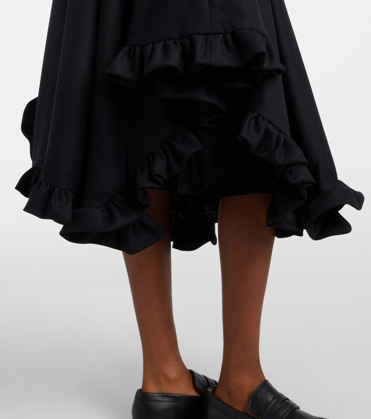 Noir Kei Ninomiya Ruffled tiered wool midi skirt