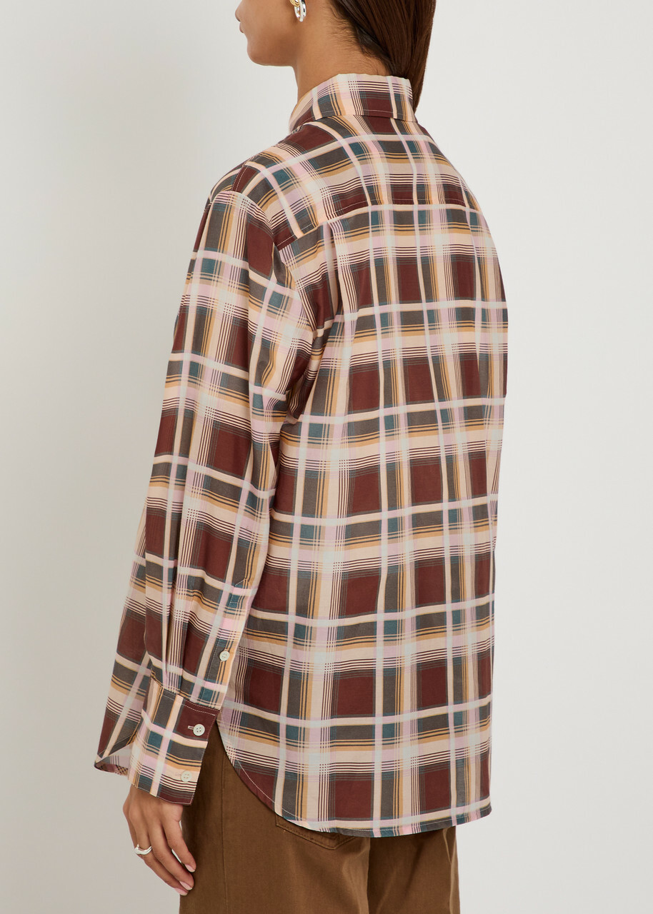 Frame The Plaid Boy Cotton and Silk-blend Shirt Red
