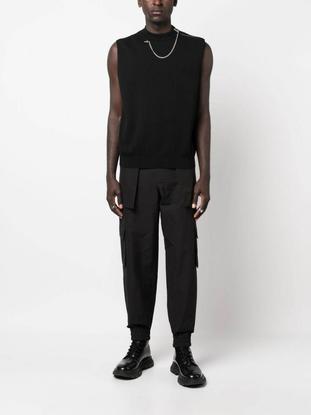 Alexander Mcqueen Men Beige Cargo Pants With Elastic Waistband In Cotton Man