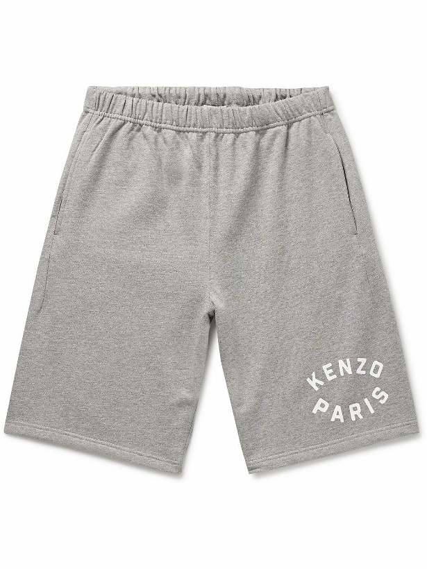Photo: KENZO - Target Wide-Leg Logo-Print Cotton-Jersey Shorts - Gray