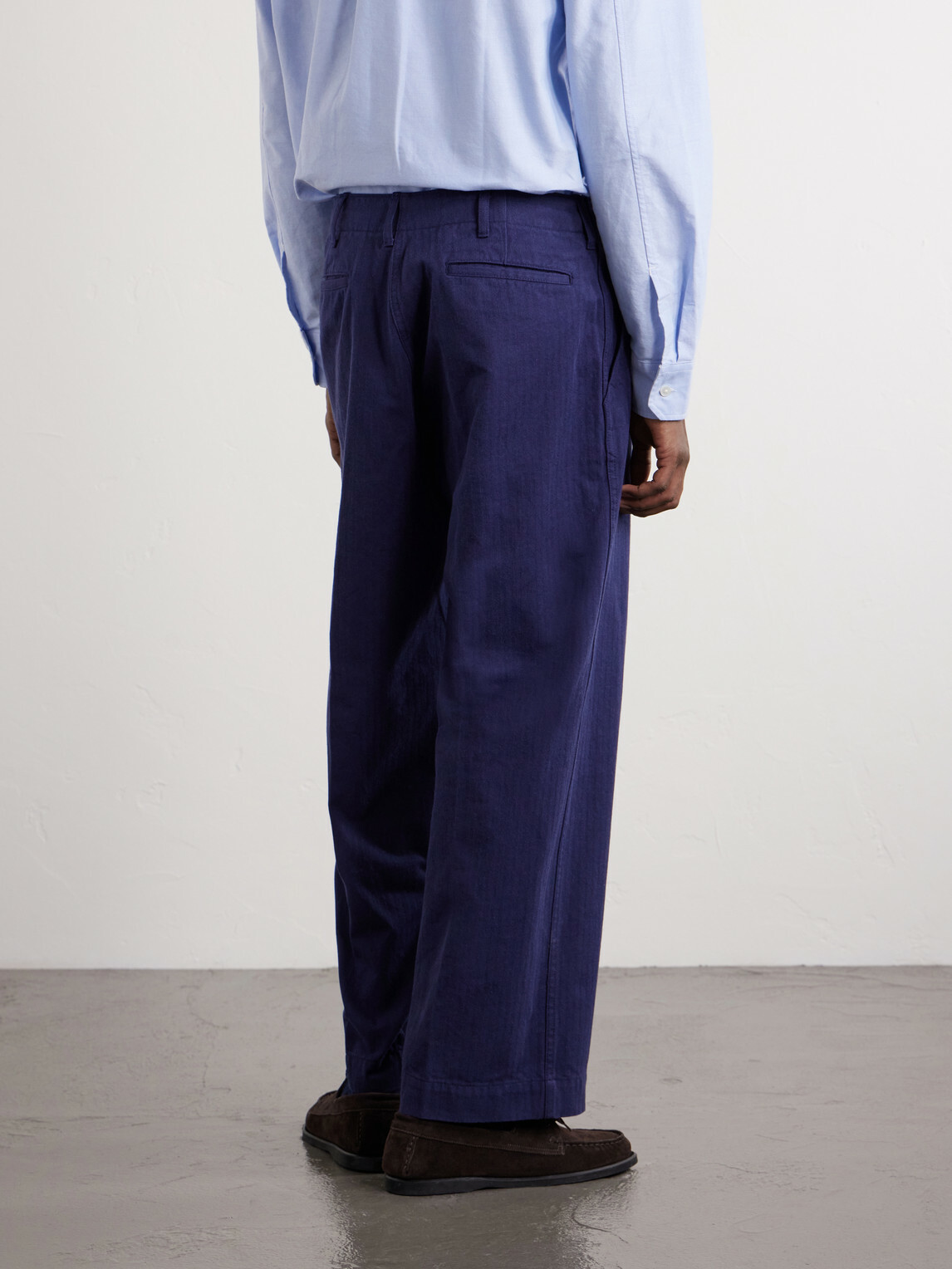 Beams Plus - Straight-Leg Herringbone Cotton Trousers - Blue