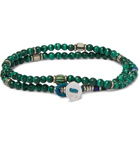 Mikia - Malachite and Silver-Tone Beaded Wrap Bracelet - Green