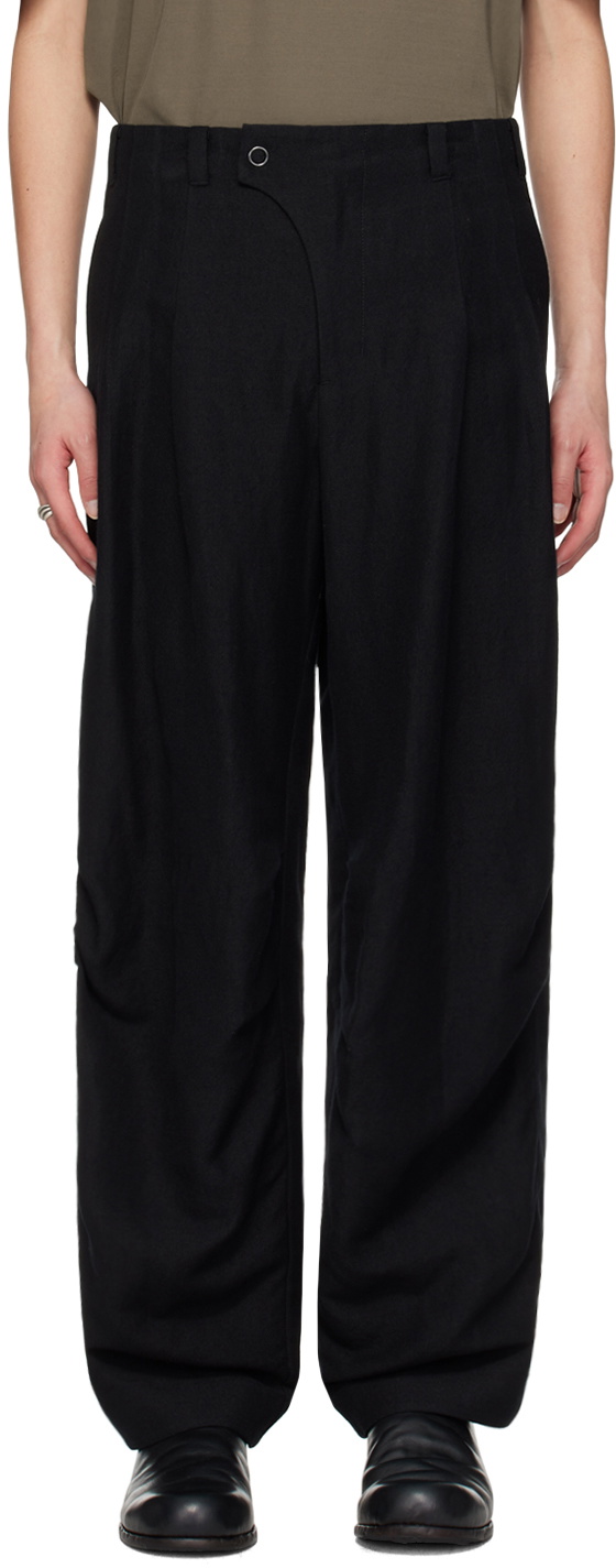 DEVOA Black Pleated Trousers