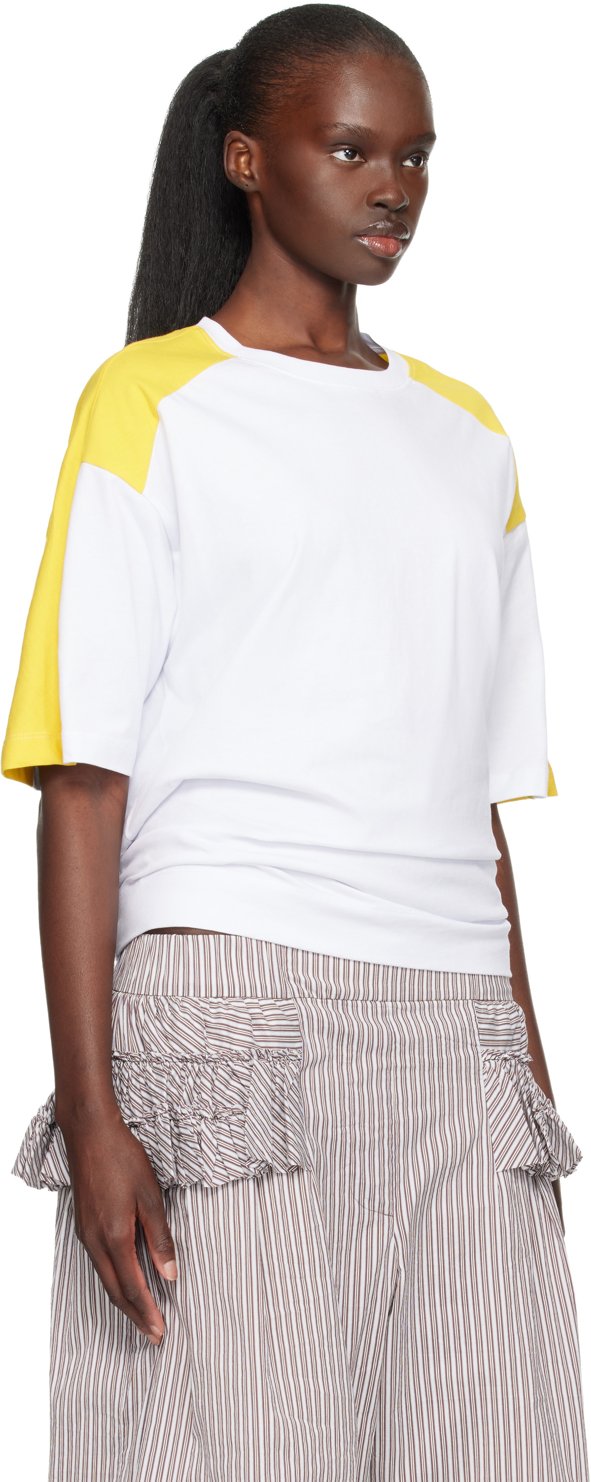 Dries Van Noten White & Yellow Loose Fit T-shirt