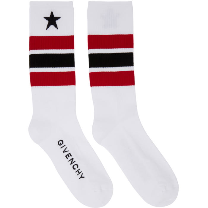 Photo: Givenchy White and Red Stripes and Star Socks