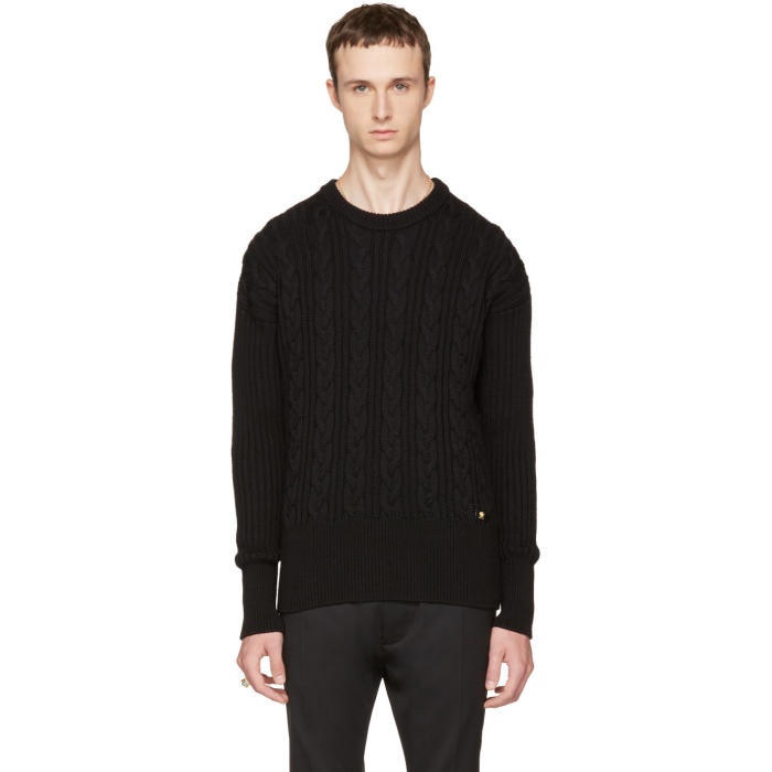 Photo: Versace Black Cable Knit Sweater