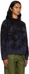 Serapis Black & Purple Mock Neck Sweater