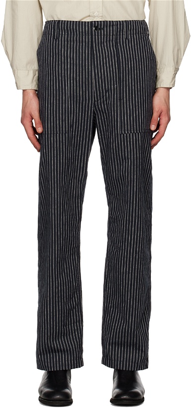 Photo: Engineered Garments Navy Striped Trousers