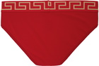 Versace Underwear Red Greca Border Briefs