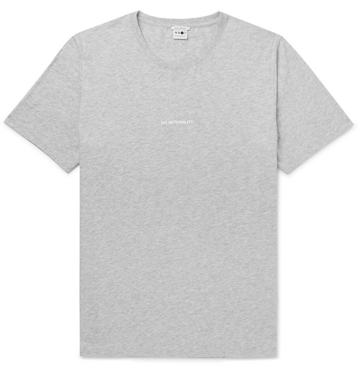 Photo: NN07 - Ethan Printed Mélange Pima Cotton-Jersey T-Shirt - Gray