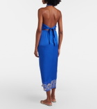 Poupette St Barth Hana floral halterneck satin midi dress