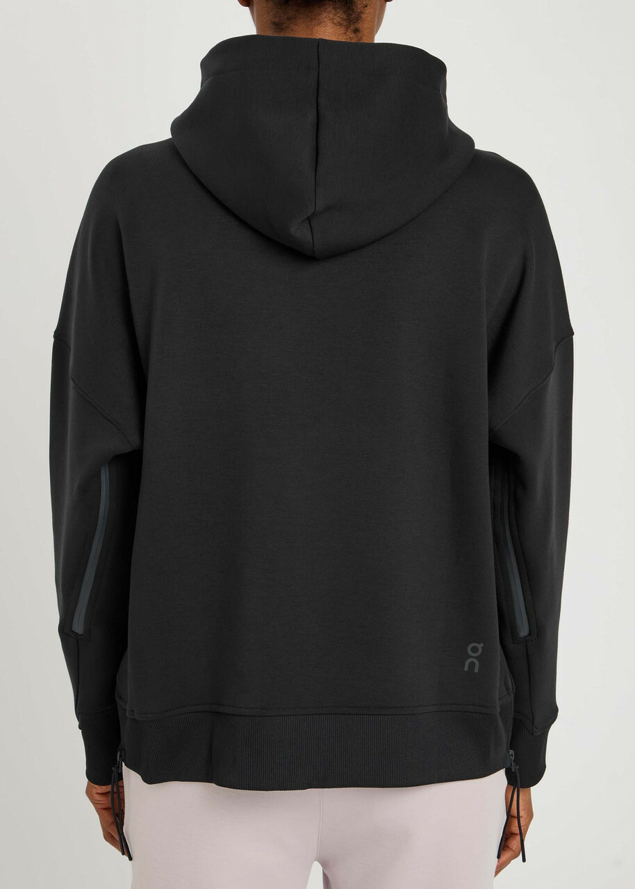 ON Logo Stretch-jersey Hooded Sweatshirt Black