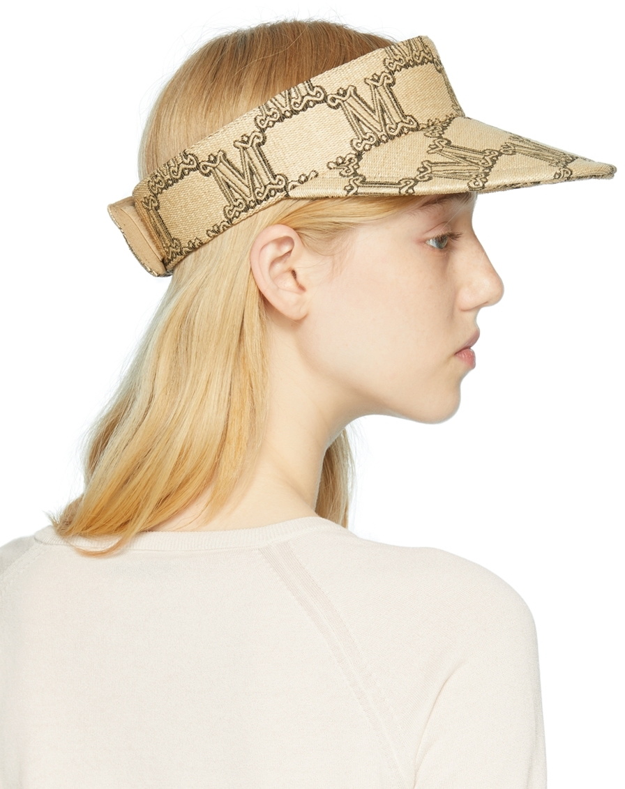 Max Mara Beige Raffia Jacquard Visor Max Mara