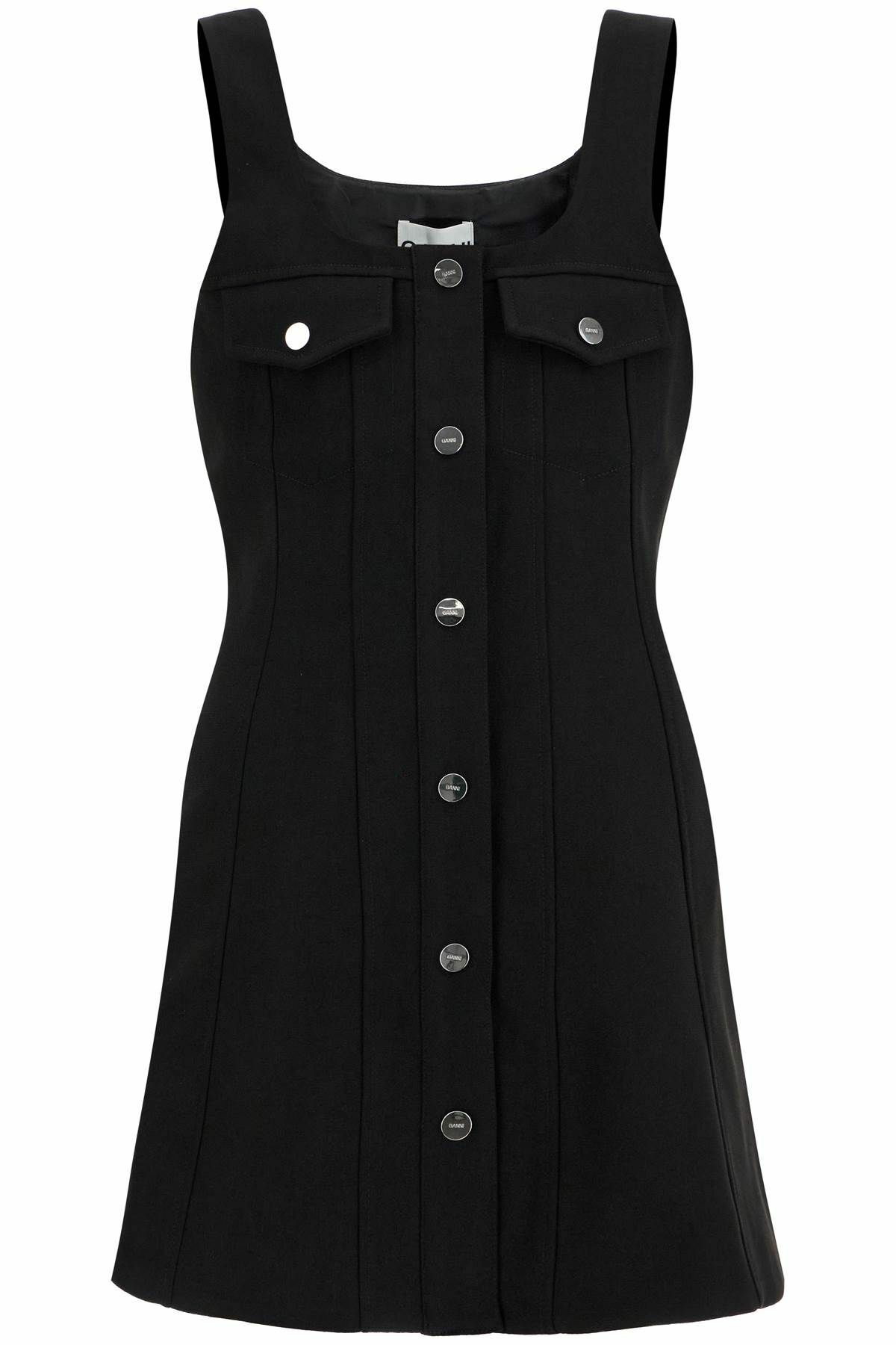 GANNI mini crepe dress in seven Black GANNI