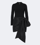 Simkhai Bow-detail knitted taffeta minidress