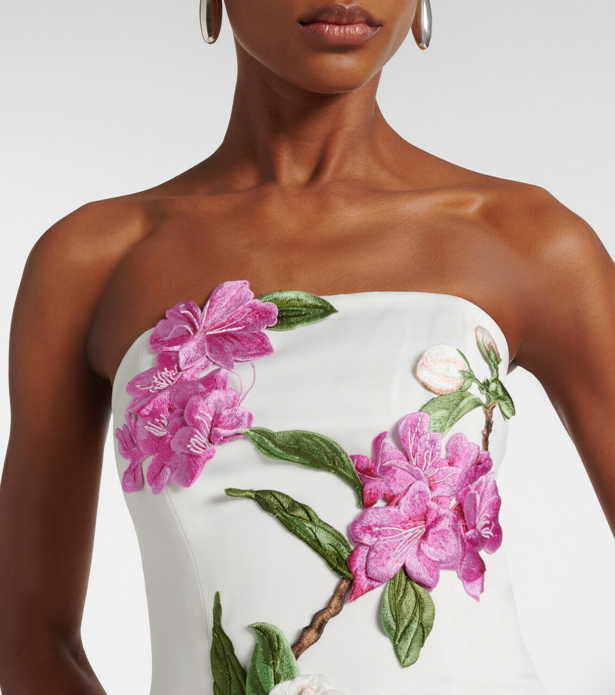 Leo Lin Rayna floral-appliqué bustier dress