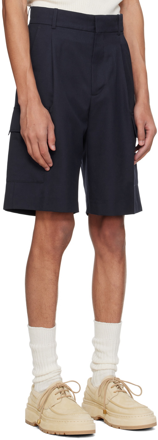 Drôle De Monsieur Navy 'Le Short Cargo Laine' Shorts Drôle de Monsieur