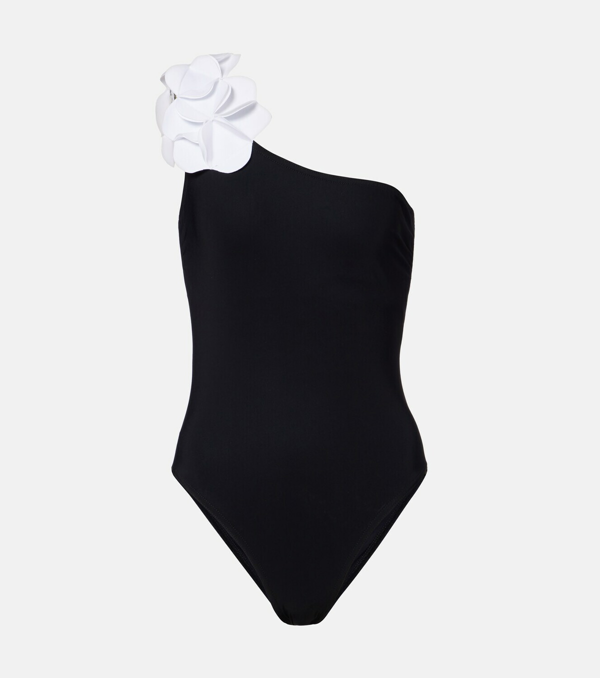 Karla Colletto Tess one-shoulder floral-appliqué swimsuit