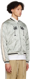 Palm Angels Gray 'Life Is Palm' Bomber Jacket