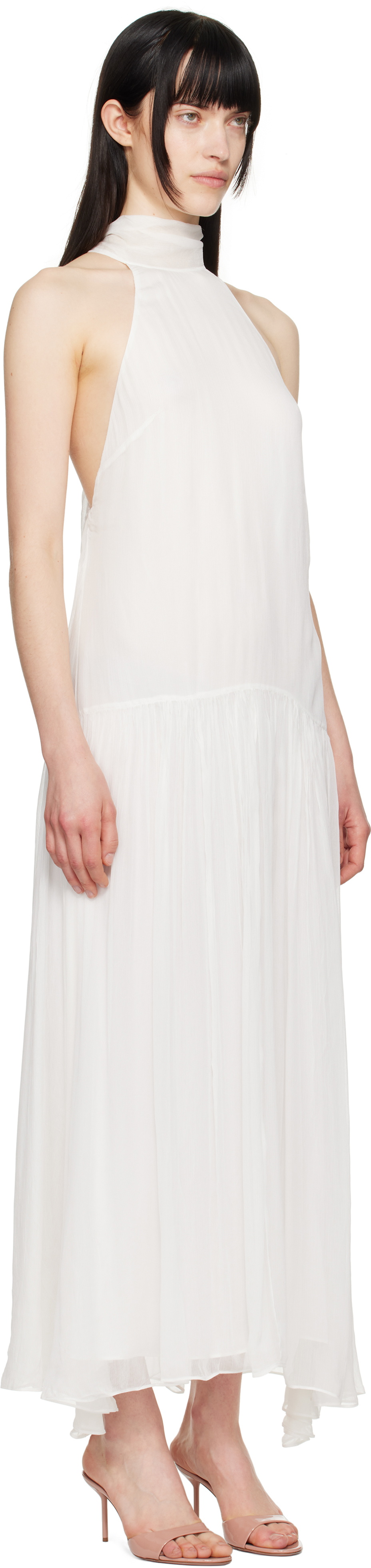 boden halter linen dress Halter Fit & Flare Gold Dress-Gold main image 0