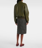 Gucci GG embossed leather bomber jacket