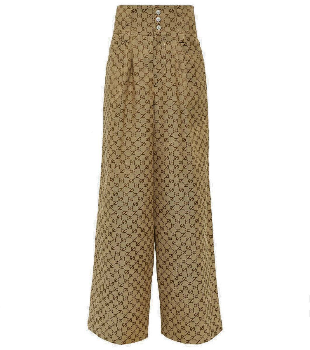 Gucci GG cotton-blend canvas wide-leg pants Gucci Gucci GG cotton-blend canvas wide-leg pants Gucci