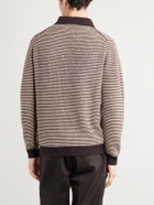 Lardini - Striped Camp-Collar Wool and Cashmere Blend Sweater - Brown