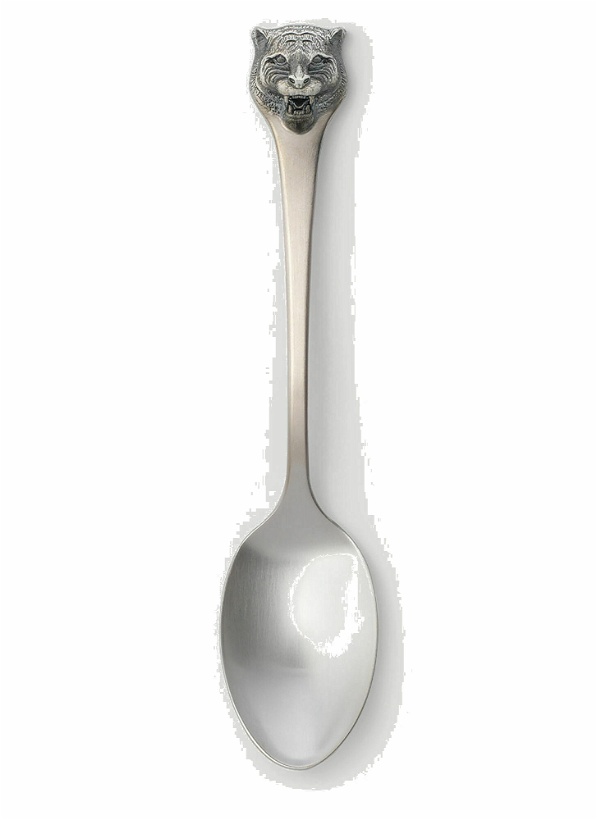 Photo: Set of Two Tiger Dessert Spoons in Silver