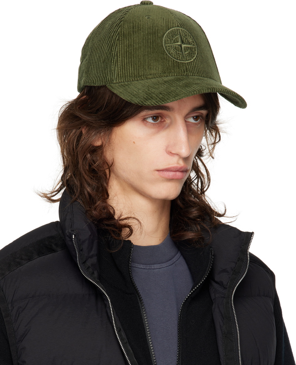 Stone Island Green Organic Cotton Corduroy 800 Cap Stone Island