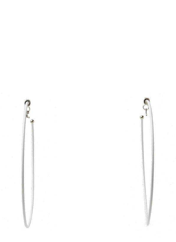 Photo: Logo Plaque Hoop Earrings in White