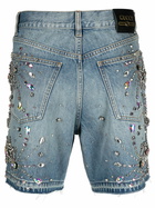 Gucci Blue Crystal-Embellished Denim Shorts